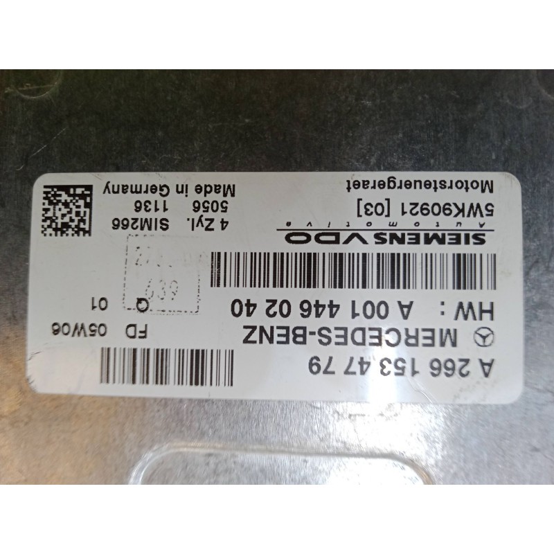 Recambio de centralita motor uce para mercedes-benz clase a (w169) a 170 (169.032, 169.332) referencia OEM IAM A2661534779  A001