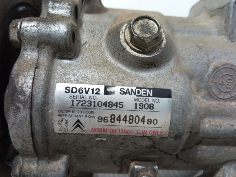Recambio de compresor a/a para peugeot bipper tepee 1.4 hdi referencia OEM IAM 9684480480 1908 SD6V12