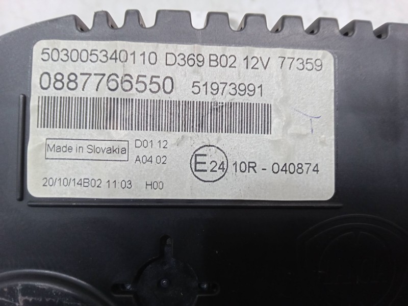 Recambio de cuadro instrumentos para fiat panda (312_, 319_) 1.2 (312pxa1a) referencia OEM IAM 0887766550  503005340110