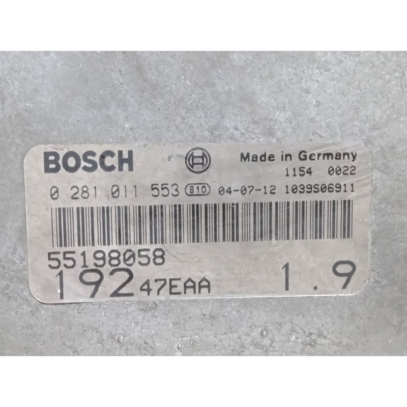 Recambio de centralita motor uce para fiat stilo van (192_) 1.9 jtd (192dxe1a) referencia OEM IAM 55198058 19247EAA 0281011553