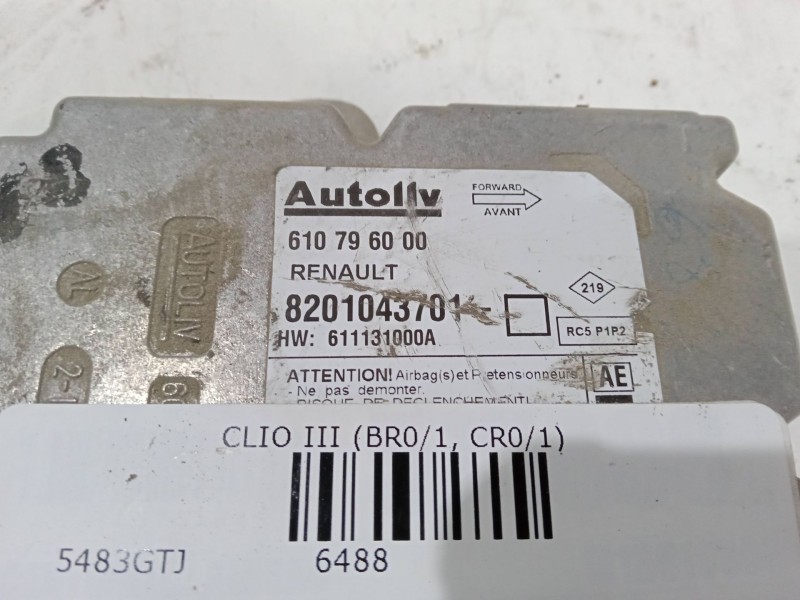 Recambio de centralita airbag para renault clio iii (br0/1, cr0/1) 1.2 16v (br02, br0j, br11, cr02, cr0j, cr11) referencia OEM I