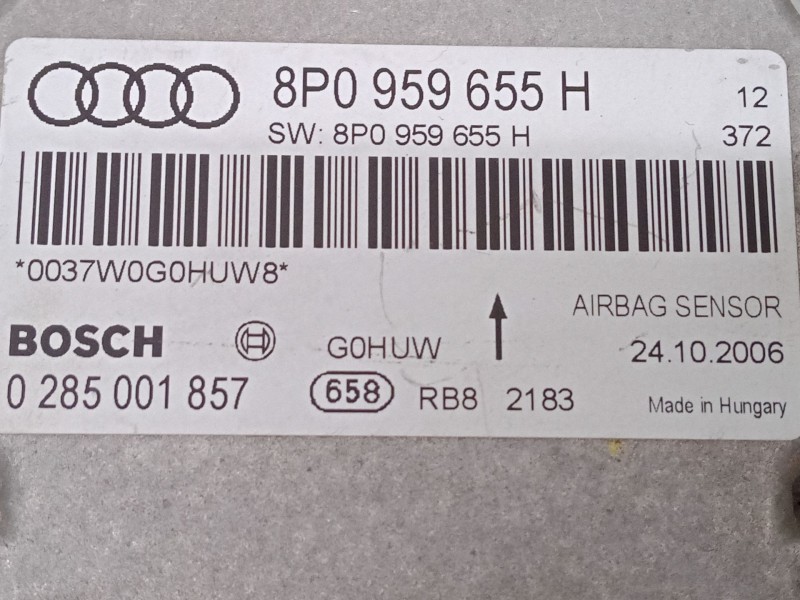 Recambio de centralita airbag para audi a3 sportback (8pa) 1.6 fsi referencia OEM IAM 8P0959655H 0 285 001 857 0037W0G0HUW8