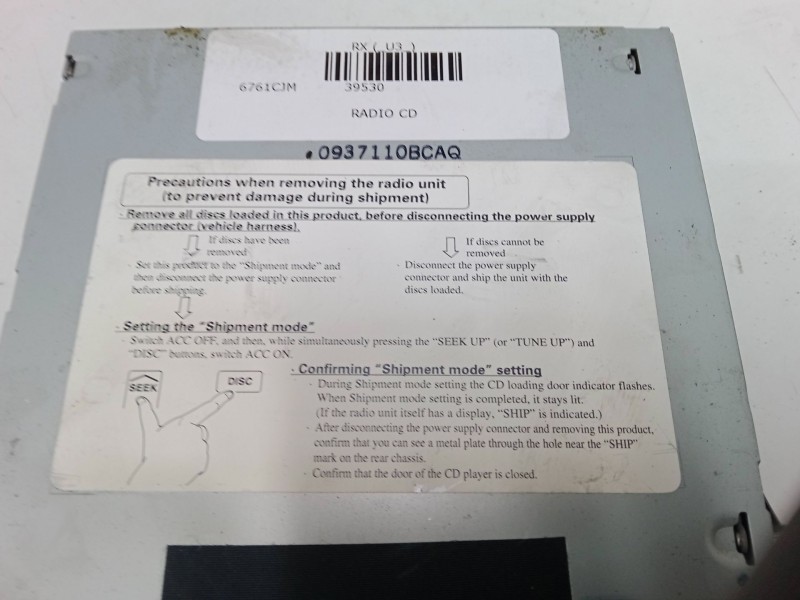 Recambio de radio cd para lexus rx (_u3_) 300 (mcu35_) referencia OEM IAM   