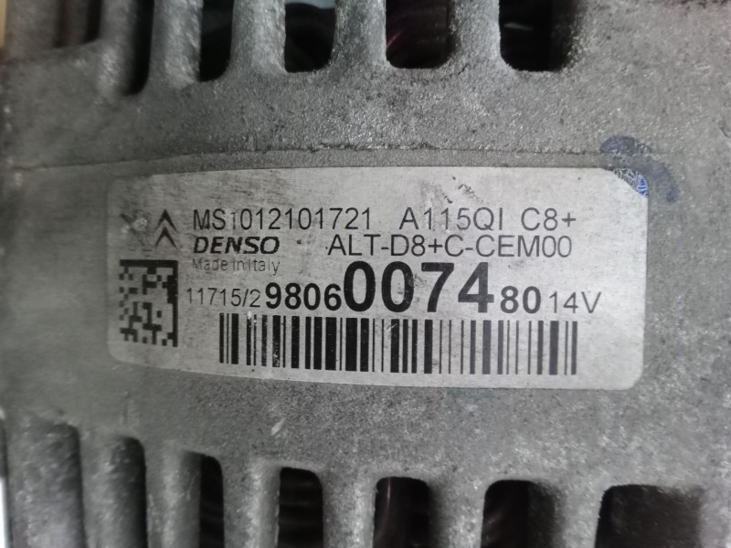 Recambio de alternador para citroën c3 picasso (sh_) 1.2 thp 110 referencia OEM IAM MS1012101721 A115QI C8+ 9806007480