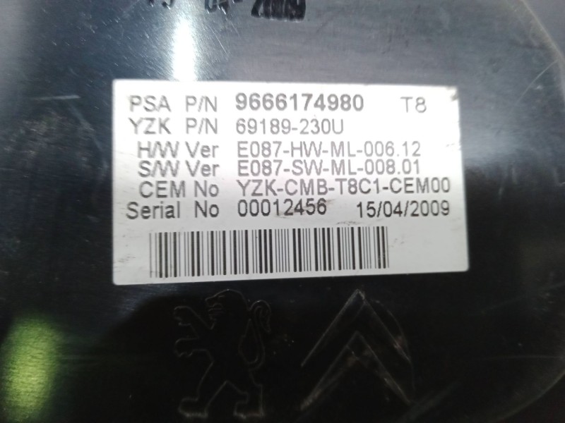Recambio de cuadro instrumentos para peugeot 3008 monospace (0u_) 1.6 hdi referencia OEM IAM 9666174980  69189230U