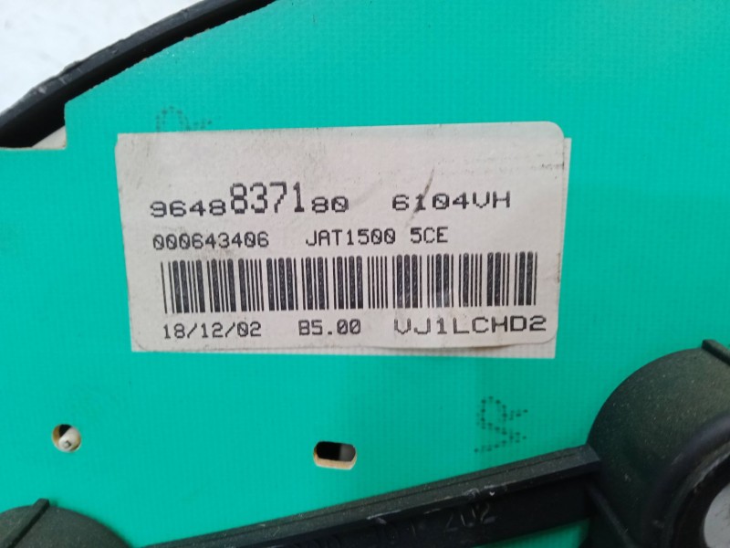 Recambio de cuadro instrumentos para peugeot 206 hatchback (2a/c) 1.6 16v referencia OEM IAM 9648837180 JAT15005CE 000643406