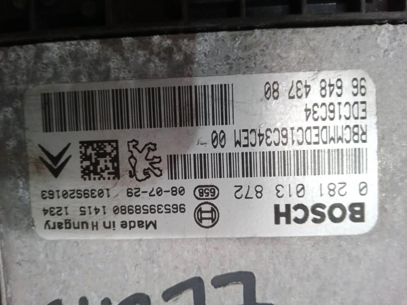 Recambio de centralita motor uce para peugeot 207/207+ (wa_, wc_) 1.6 hdi referencia OEM IAM 0281013872 EDC 16C34 9664843780