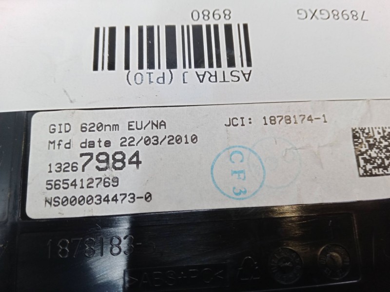 Recambio de pantalla interior reloj para opel astra j (p10) 1.7 cdti (68) referencia OEM IAM JCI18781741 565412769 13267984