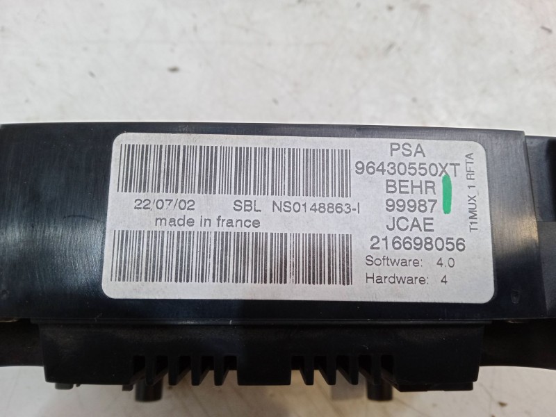 Recambio de mando climatizador para peugeot 206 cc (2d) 2.0 s16 referencia OEM IAM 96430550XT   Recambio de mando climatizador para peugeot 206 cc (2d) 2.0 s16 referencia OEM IAM 96430550XT