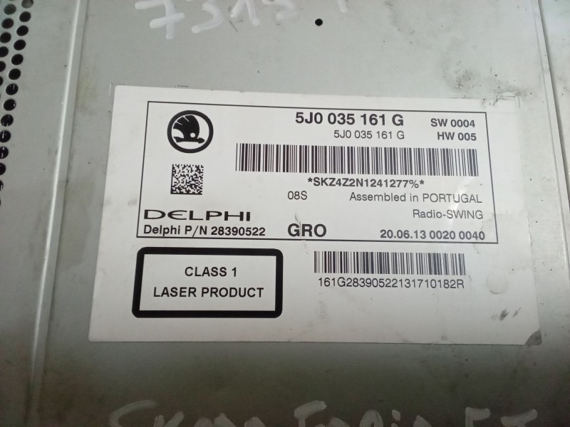 Recambio de radio cd para skoda fabia ii (542) 1.2 referencia OEM IAM   