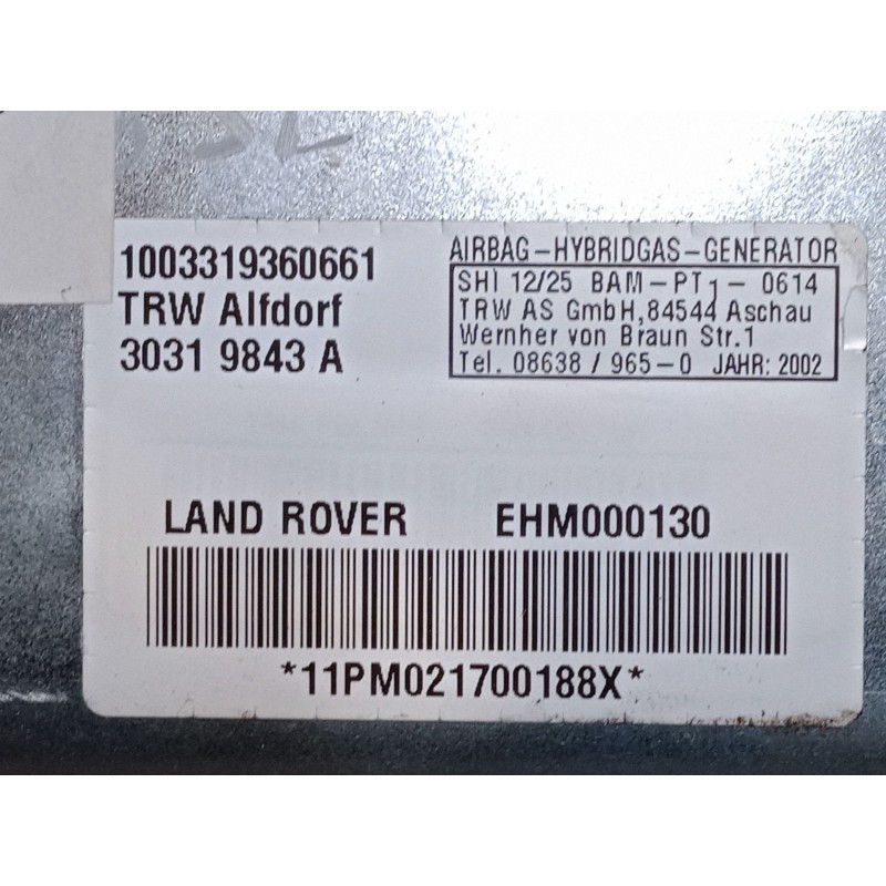 Recambio de airbag lateral delantero izquierdo para land rover range rover i 4.3 vogue lse 4x4 referencia OEM IAM EHM000130  303