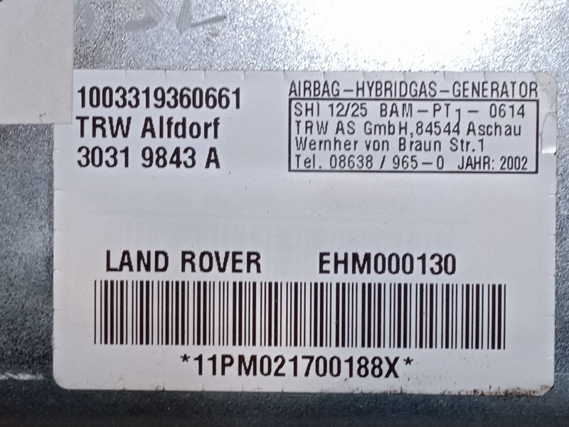 Recambio de airbag lateral delantero izquierdo para land rover range rover i 4.3 vogue lse 4x4 referencia OEM IAM EHM000130  303