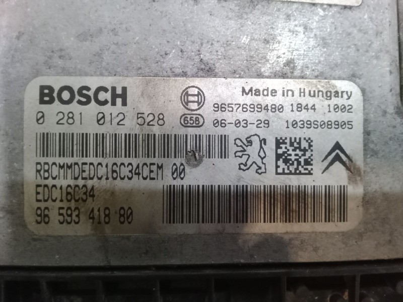Recambio de centralita motor uce para peugeot 206 hatchback (2a/c) 1.4 hdi eco 70 referencia OEM IAM 9659341880 EDC16C34 0281012