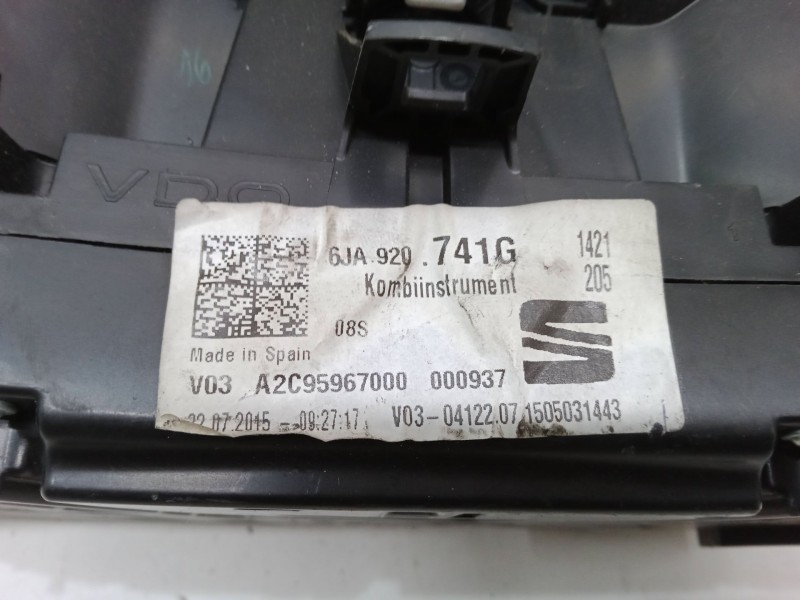 Recambio de cuadro instrumentos para seat toledo iv (kg3) 1.6 tdi referencia OEM IAM 6JA920741G  A2C95967000