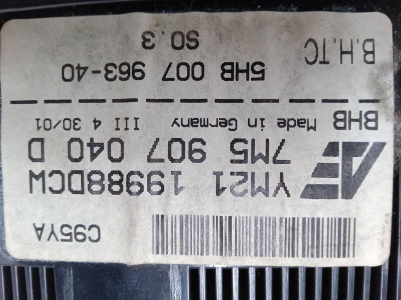 Recambio de mando climatizador para ford galaxy i (wgr) 2.0 i referencia OEM IAM 7M5907040D 5HB00796340 YM2119988DCW