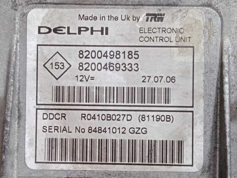 Recambio de centralita motor uce para renault kangoo (kc0/1_) 1.5 dci (kc08, kc09) referencia OEM IAM 82004981858200469333  R041