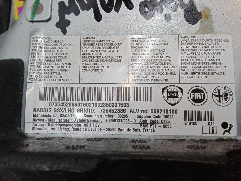 Recambio de airbag de rodilla para fiat 500 (312_) 0.9 (312axg1a, 312.axg11) referencia OEM IAM   