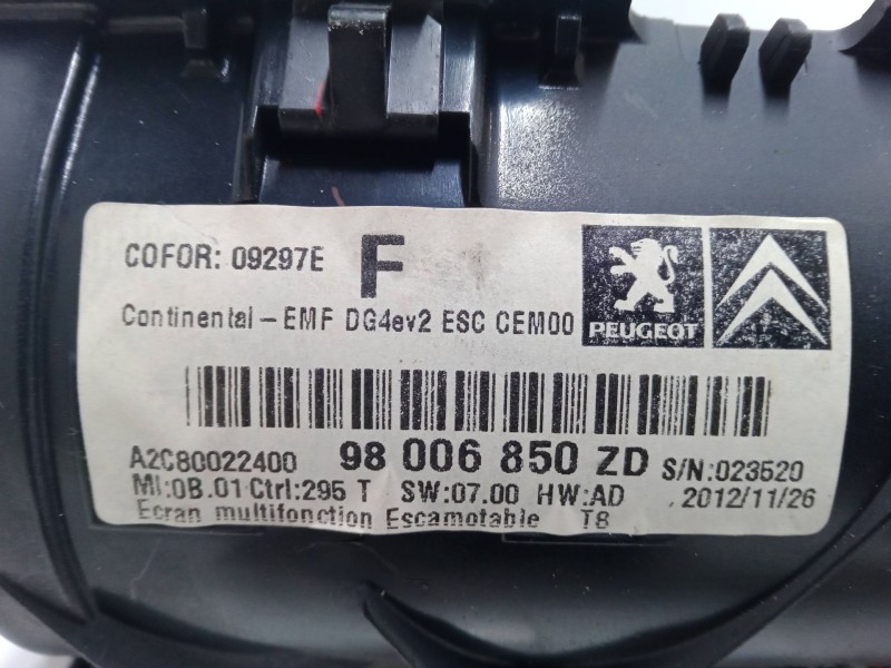 Recambio de pantalla multifuncion para peugeot 5008 (0u_, 0e_) 1.6 hdi referencia OEM IAM 98006850ZD  A2C80022400