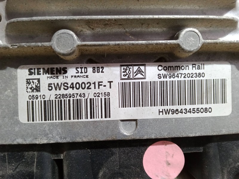Recambio de centralita motor uce para citroën c3 i (fc_, fn_) 1.4 hdi referencia OEM IAM SW9647202380HW9643455080 SID802 5WS4002