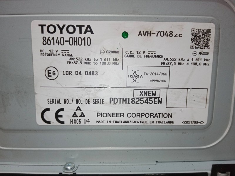 Recambio de radio pantalla para peugeot 108 1.2 referencia OEM IAM 86140-0H010  