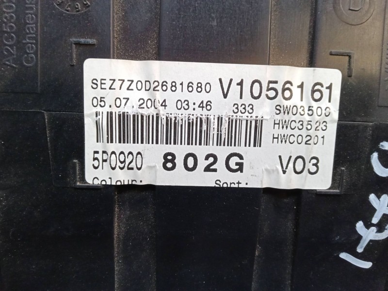 Recambio de cuadro instrumentos para seat altea (5p1) 1.9 tdi referencia OEM IAM 5P0920802G  V1056161
