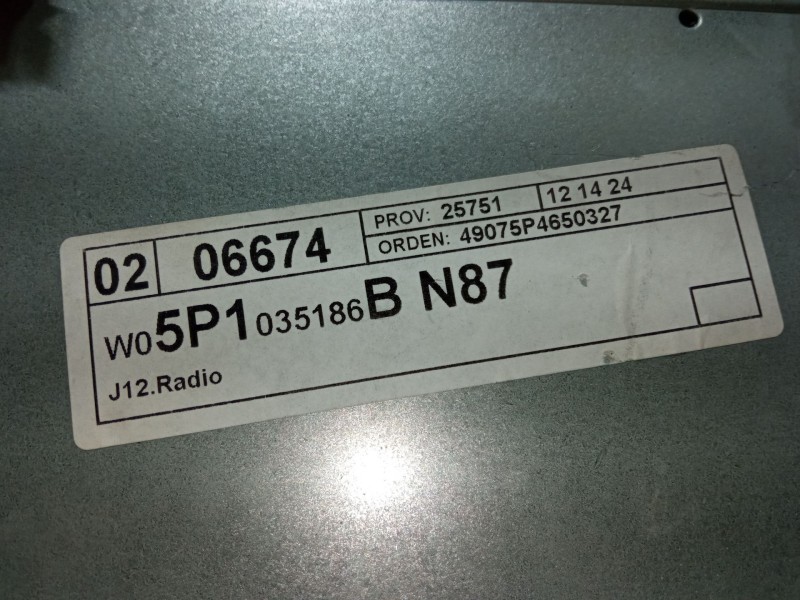 Recambio de radio cd para seat altea xl (5p5, 5p8) 1.9 tdi referencia OEM IAM W05P1035186BN87  