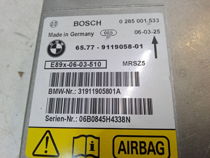 Recambio de centralita airbag para bmw 1 (e87) 120 d referencia OEM IAM 6577911905801 0285001533 E89X0603510