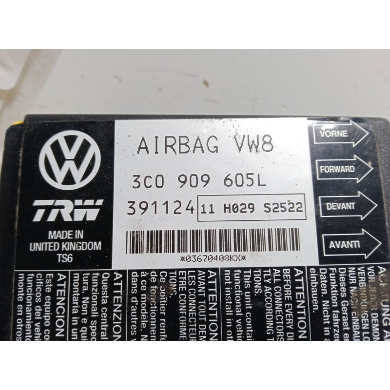 Recambio de centralita airbag para seat leon (1p1) 1.9 tdi referencia OEM IAM 3C0909605L.  