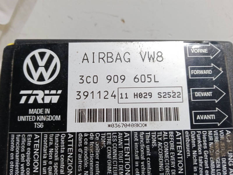 Recambio de centralita airbag para seat leon (1p1) 1.9 tdi referencia OEM IAM 3C0909605L.  