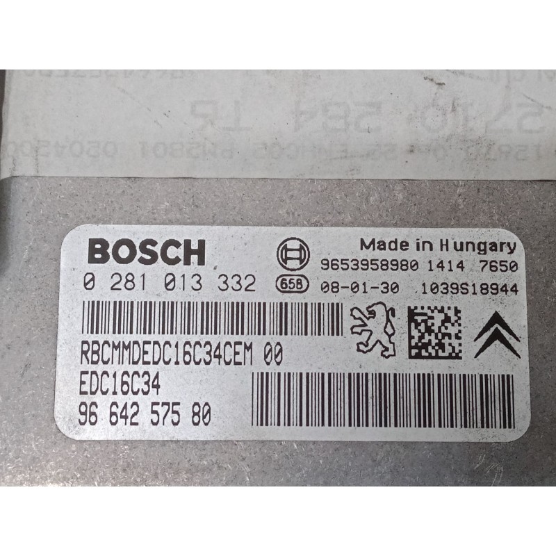 Recambio de centralita motor uce para peugeot 307 sw (3h) 1.6 hdi 90 referencia OEM IAM 0281013332 96 642 575 80 