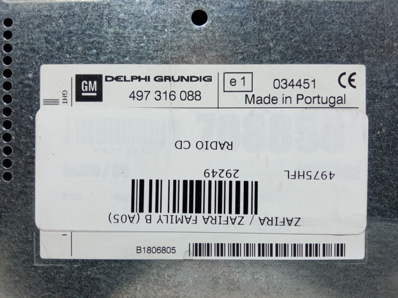 Recambio de radio cd para opel zafira / zafira family b (a05) 1.7 cdti (m75) referencia OEM IAM 497316088  