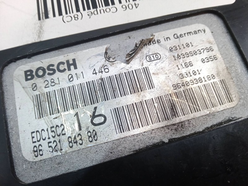 Recambio de centralita motor uce para peugeot 406 coupé (8c) 2.2 hdi referencia OEM IAM 96521843809640938180 EDC15C2 0281011446 Recambio de centralita motor uce para peugeot 406 coupé (8c) 2.2 hdi referencia OEM IAM 96521843809640938180 EDC15C2 0281011446