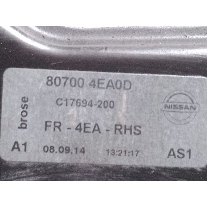 Recambio de elevalunas electrico delantero derecho para nissan qashqai ii suv (j11, j11_) 1.5 dci referencia OEM IAM 807004EA0D 