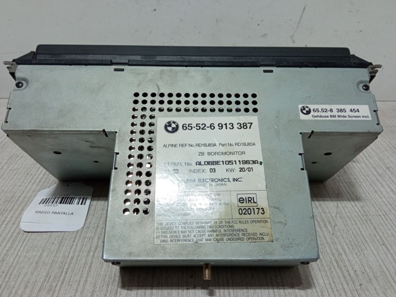 Recambio de radio pantalla para bmw 5 (e39) 525 d referencia OEM IAM 65.52-6913387  