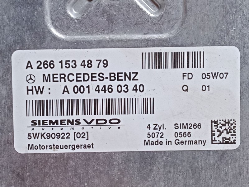 Recambio de centralita motor uce para mercedes-benz clase a (w169) a 150 (169.031, 169.331) referencia OEM IAM A2661534879 5WK90