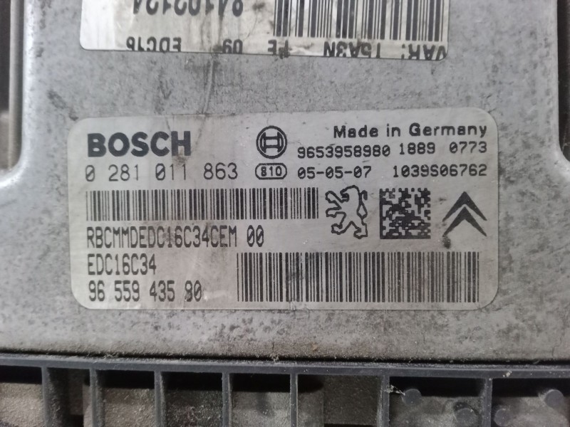 Recambio de centralita motor uce para peugeot 307 (3a/c) 1.6 hdi referencia OEM IAM 9655943580.0281011863  