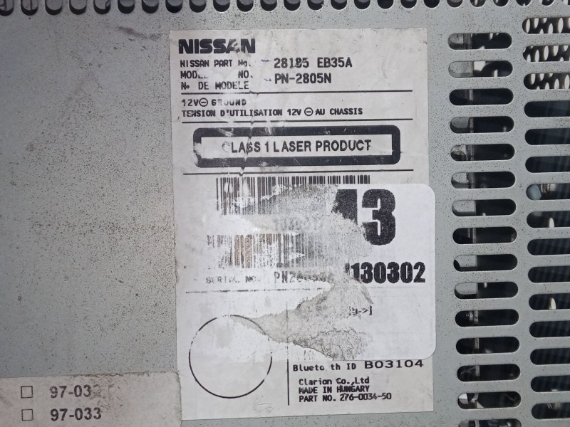 Recambio de radio cd para nissan pathfinder iii (r51) 2.5 dci referencia OEM IAM PN-2805N  