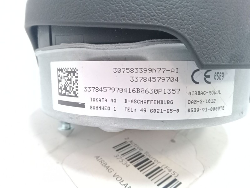 Recambio de airbag volante para bmw 2 active tourer (f45) 220 d referencia OEM IAM 33784579704  307583391N77