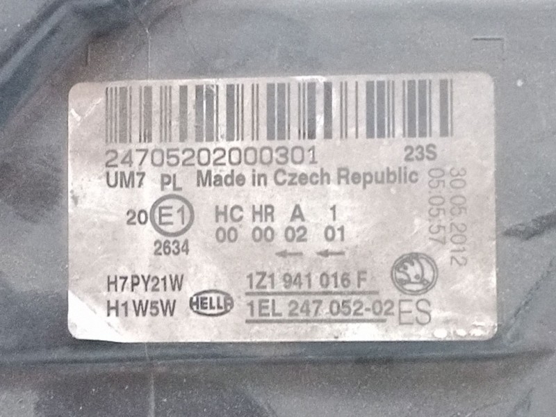 Recambio de faro derecho para skoda octavia ii (1z3) 1.6 tdi referencia OEM IAM 1Z1941016  1EL24705202