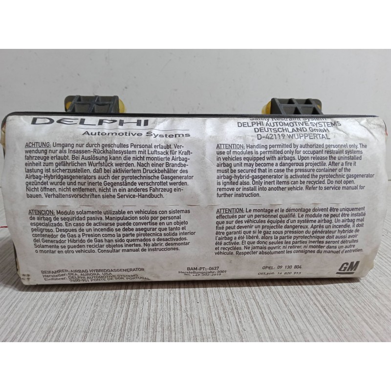 Recambio de airbag salpicadero para opel corsa c (x01) 1.2 (f08, f68) referencia OEM IAM 09130804  16820913
