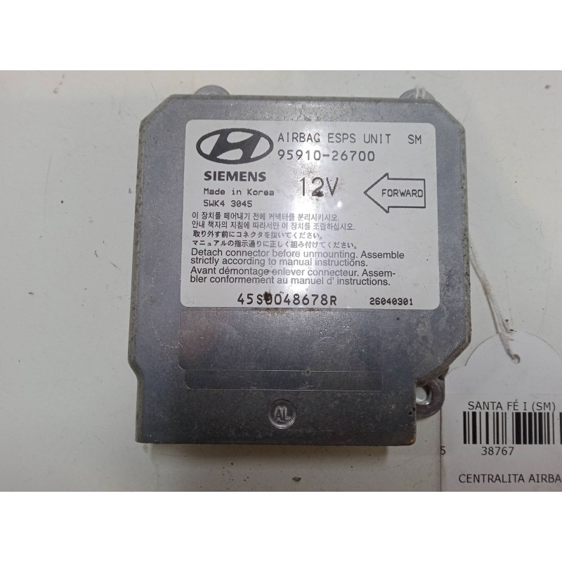 Recambio de centralita airbag para hyundai santa fé i (sm) 2.0 crdi referencia OEM IAM 9591026700  5WK43045