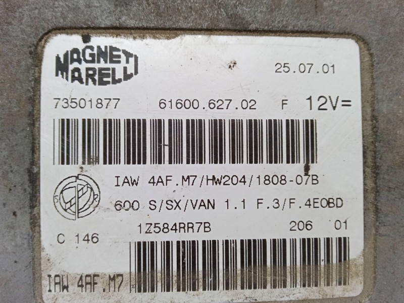 Recambio de centralita motor uce para fiat seicento / 600 (187_) 1.1 (187axb, 187axb1a, 187axc1a02) referencia OEM IAM 73501877 