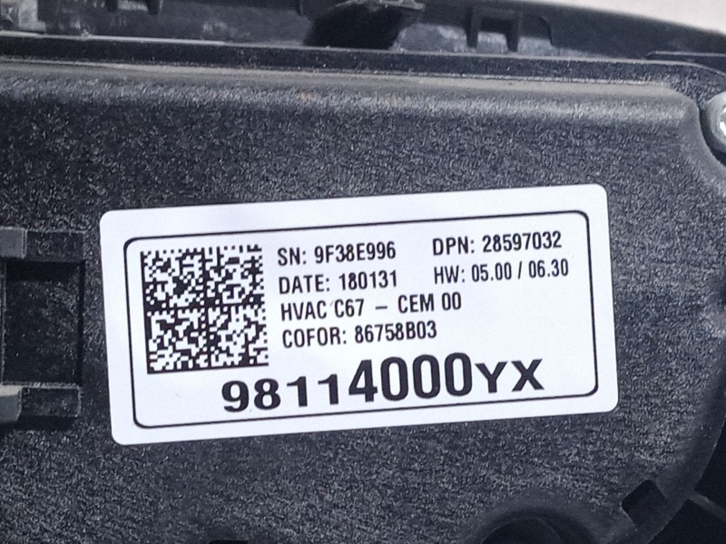 Recambio de mando climatizador para opel crossland x / crossland (p17, p2qo) 1.2 (75) referencia OEM IAM 98114000YX  