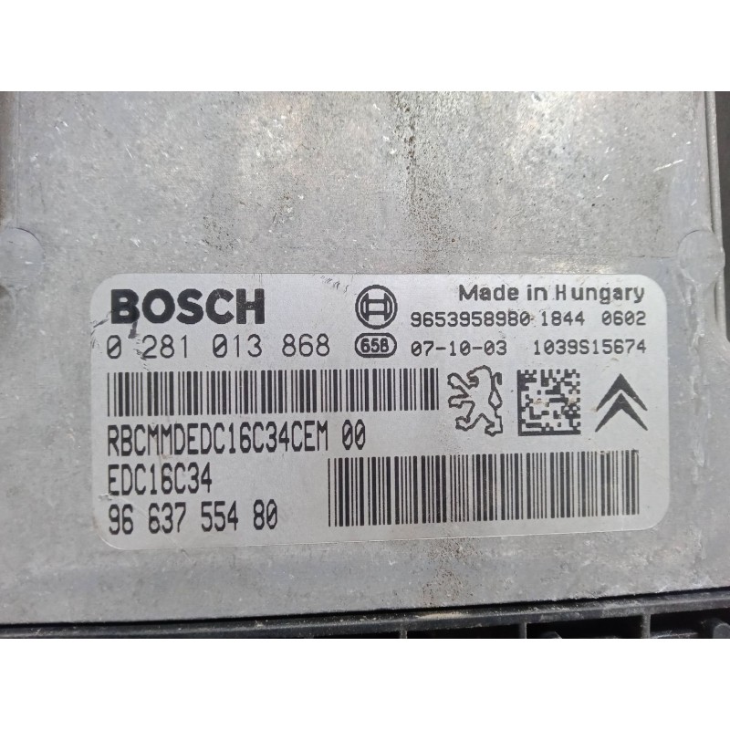 Recambio de centralita motor uce para peugeot 207/207+ (wa_, wc_) 1.6 hdi referencia OEM IAM 9663754480 EDC16C34 0281013868