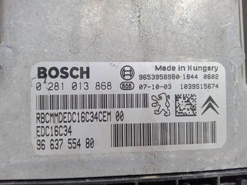 Recambio de centralita motor uce para peugeot 207/207+ (wa_, wc_) 1.6 hdi referencia OEM IAM 9663754480 EDC16C34 0281013868