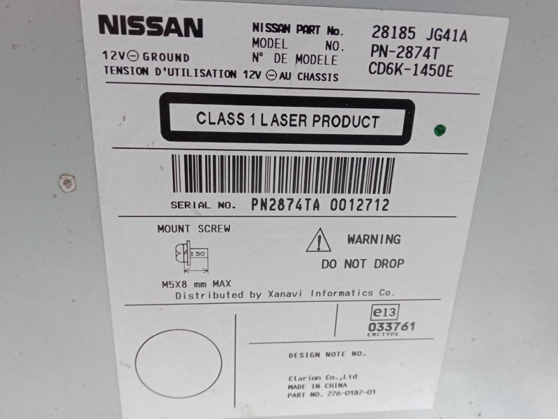 Recambio de radio cd para nissan x-trail ii (t31) 2.0 dci 4x4 referencia OEM IAM   