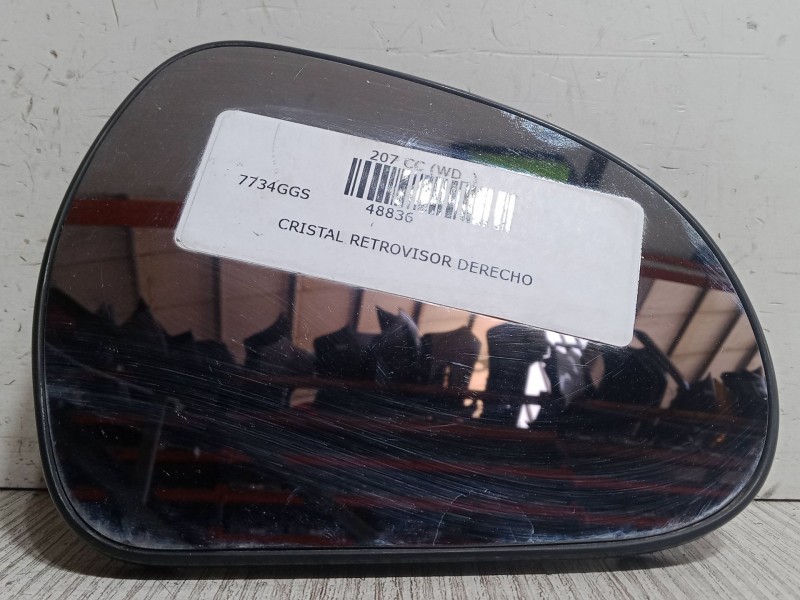 Recambio de cristal retrovisor derecho para peugeot 207 cc (wd_) 1.6 16v referencia OEM IAM   