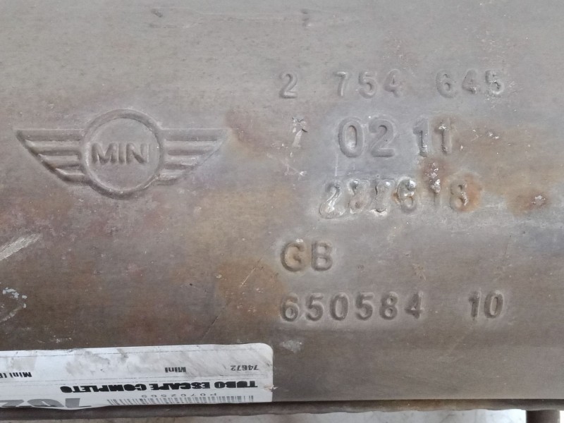 Recambio de tubo escape completo para mini mini (r56) one d referencia OEM IAM   