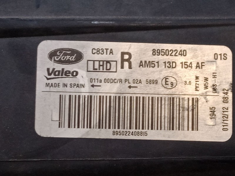 Recambio de faro derecho xenon para ford c-max ii (dxa/cb7, dxa/ceu) 1.0 ecoboost referencia OEM IAM 89502240  AM5113D154AF