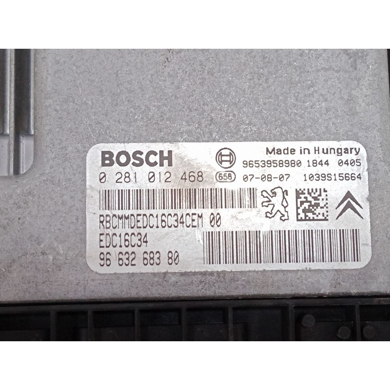 Recambio de centralita motor uce para citroën xsara picasso (n68) 1.6 hdi referencia OEM IAM 9663268380 0281012468 EDC16C34